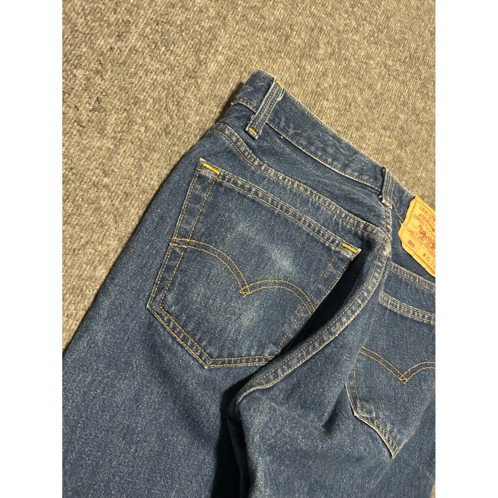 Levis 501 made in usa jeans button fly blue medium wash fit 29X34 (tag 31X34) - Picture 5 of 8